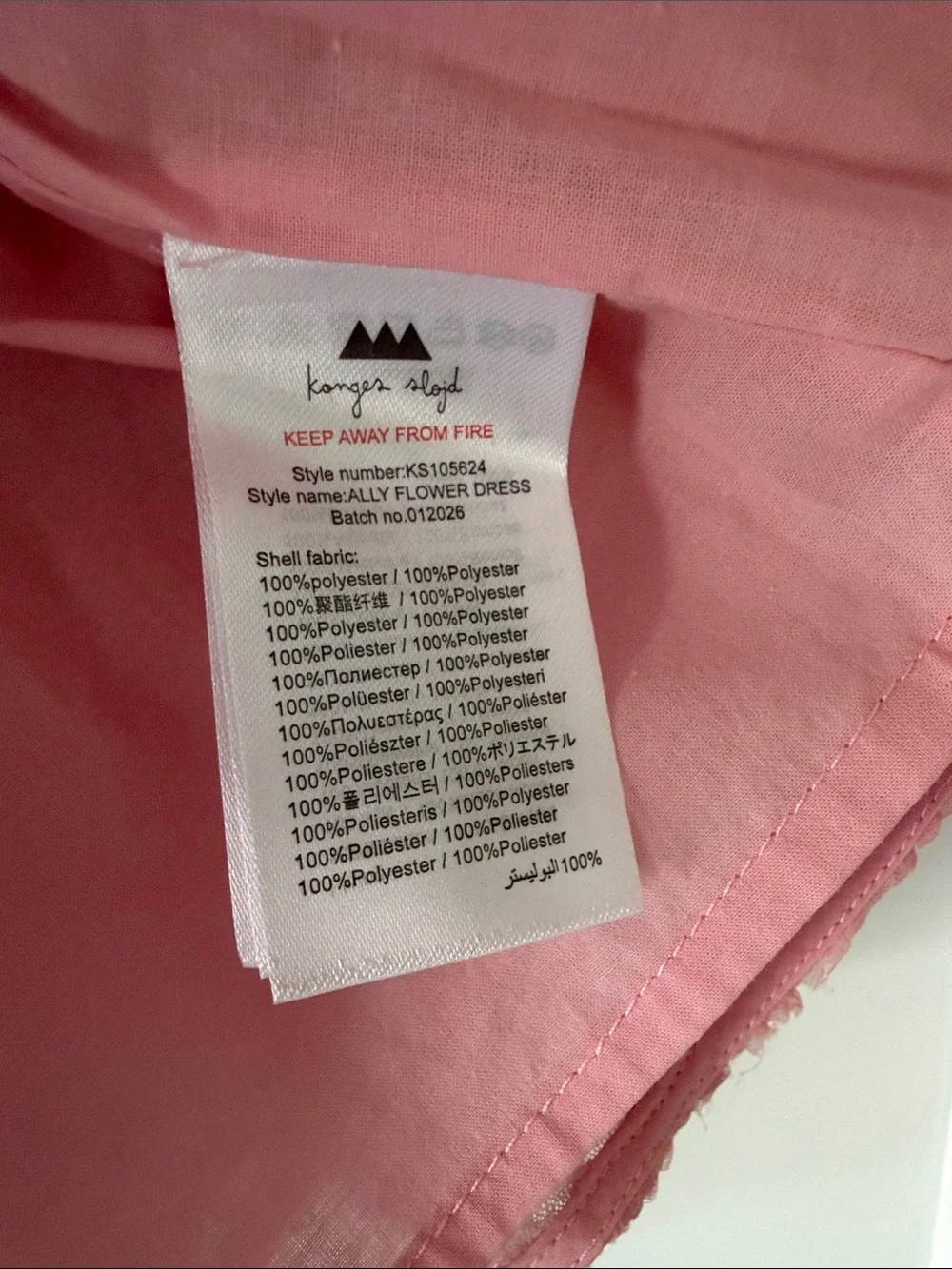 Konges Slojd Girls' Pink Rosette Bow Formal Dress Size 3Y